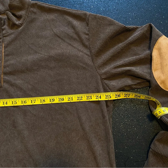 NWOT Men Corduroy Pullover Colorblock 1/4 Button Sweatshirt Golden Brown 2XL - Picture 5 of 11